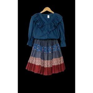 VTG Malco Modes Square Dance Top Sz Small & Bottom Patriot Red White And Blue